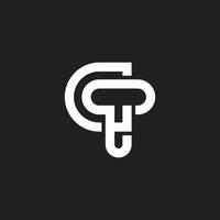 letter ct linked overlapping simple logo vector