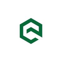 letter e cube hexagon simple geometric line logo vector