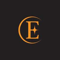 letters e shine star moon simple loop logo vector