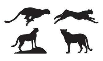 Cheetah silhouette illustration. Cheetah running cartoon. Suitable animal wildlife graphic resources. vector