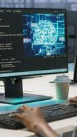 Vertical Engineer in data center implementing advanced AI driven predictive maintenance systems to proactively identify and resolve potential hardware failures before they impact operations, camera A video