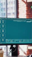 Remote employee in home office using AI software turning text prompt into photos. Person in apartment using text to image artificial intelligence generator transforming words into pictures, camera B video