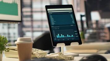 Empty business space equipped with advanced high tech tools to serve an enterprise, workspace in a modern city center corporation. Global organization with a luxurious corporate culture. video
