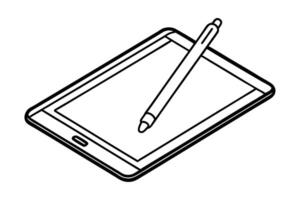 Stylus tablet line art illustration vector