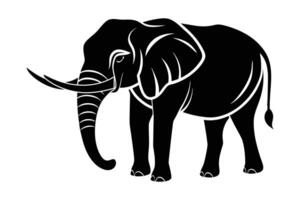 Monochrome elephant silhouette black and white illustration vector