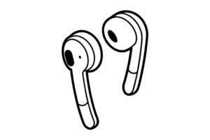 Wireless earbuds line art illustration vector