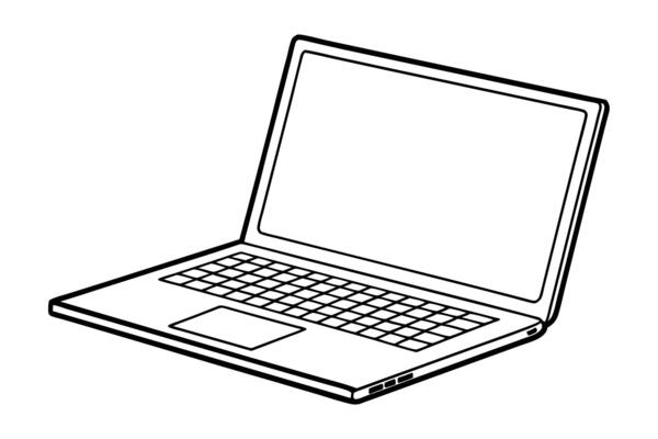 Ultra thin laptop line art illustration