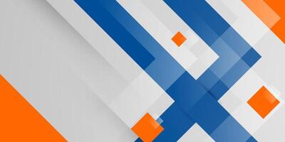 Triangle geometric abstract 3D background with blue and orange stripes arrows concept pattern. Bright colorful design banner. vector
