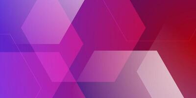 Abstract 3D background with dark red and blue gradient color. Hexagonal pattern overlay shapes. Cool design. vector