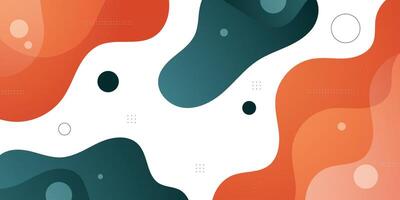 Colorful green and orange geometric business banner design. Creative banner design with wave shapes and lines for template. Simple design on white horizontal banner. vector