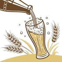 Beer pouring into a glass vector