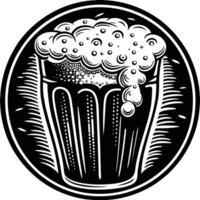 A glass of beer with foam and bubbles in it vector