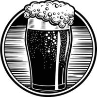 A glass of beer with foam and bubbles in it vector