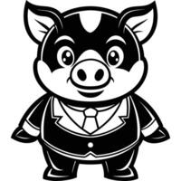 a cartoon pig in a suit and tie vector
