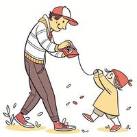 a man and a little girl are playing with a toy vector