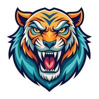 the head of a tiger with its mouth open vector