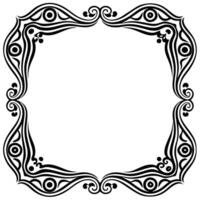 a black and white square frame with swirls vector