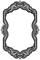 a black and white ornate frame with a scroll vector