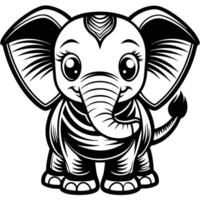 a cartoon elephant with a big head and long ears vector