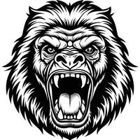 a gorilla head with its mouth open vector