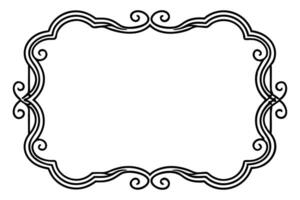 a black and white drawing of a frame with swirls vector