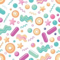 seamless pattern with colorful shapes and bubbles vector