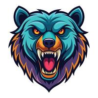 the head of a bear with an angry expression vector