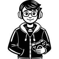 a cartoon boy with headphones and a controller vector