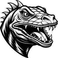 an illustration of a lizard head with sharp teeth vector