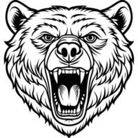 a bear head with its mouth open and its teeth showing vector