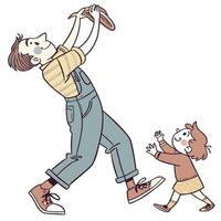 a man and a little girl are playing with a ball vector