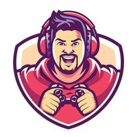 a man with headphones and a controller in his hand vector