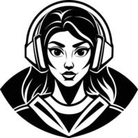 a girl with headphones on her head vector