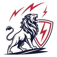 lion with lightning bolt on shield vector