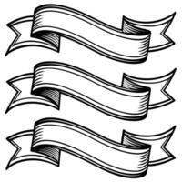three ribbons in a black and white drawing vector