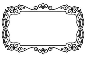 a black and white drawing of a frame with flowers vector