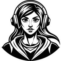 a girl with headphones on her head vector