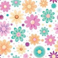 a colorful floral pattern with many different flowers vector