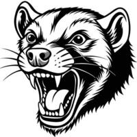 an angry ferret head with its mouth open vector