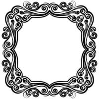 a black and white square frame with swirls vector