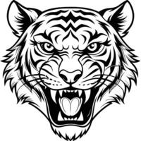 a tiger head with its mouth open and its teeth showing vector