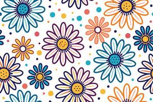 a colorful floral pattern with polka dots vector