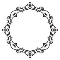 a black and white drawing of a round frame vector