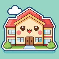 a cartoon house with a smiley face on it vector