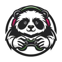 a panda wearing headphones and holding a controller vector
