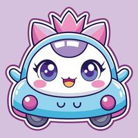 a cartoon cat in a car with a crown on it vector