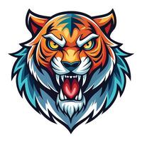 the head of a tiger is shown in a cartoon style vector