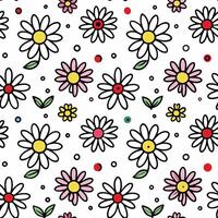 a pattern with daisies and polka dots vector