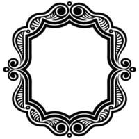 a black and white ornate frame with a scroll vector
