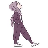 a cartoon illustration of a muslim woman wearing a hijab vector